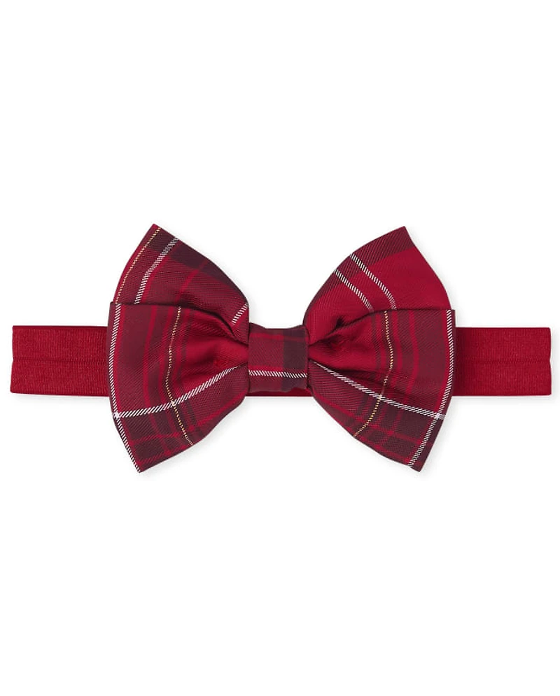 Toddler Girls Plaid Bow Velour Headwrap