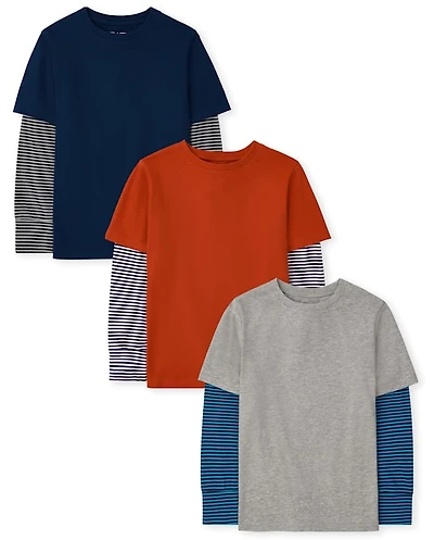 Boys Striped 2 1 Top 3-Pack