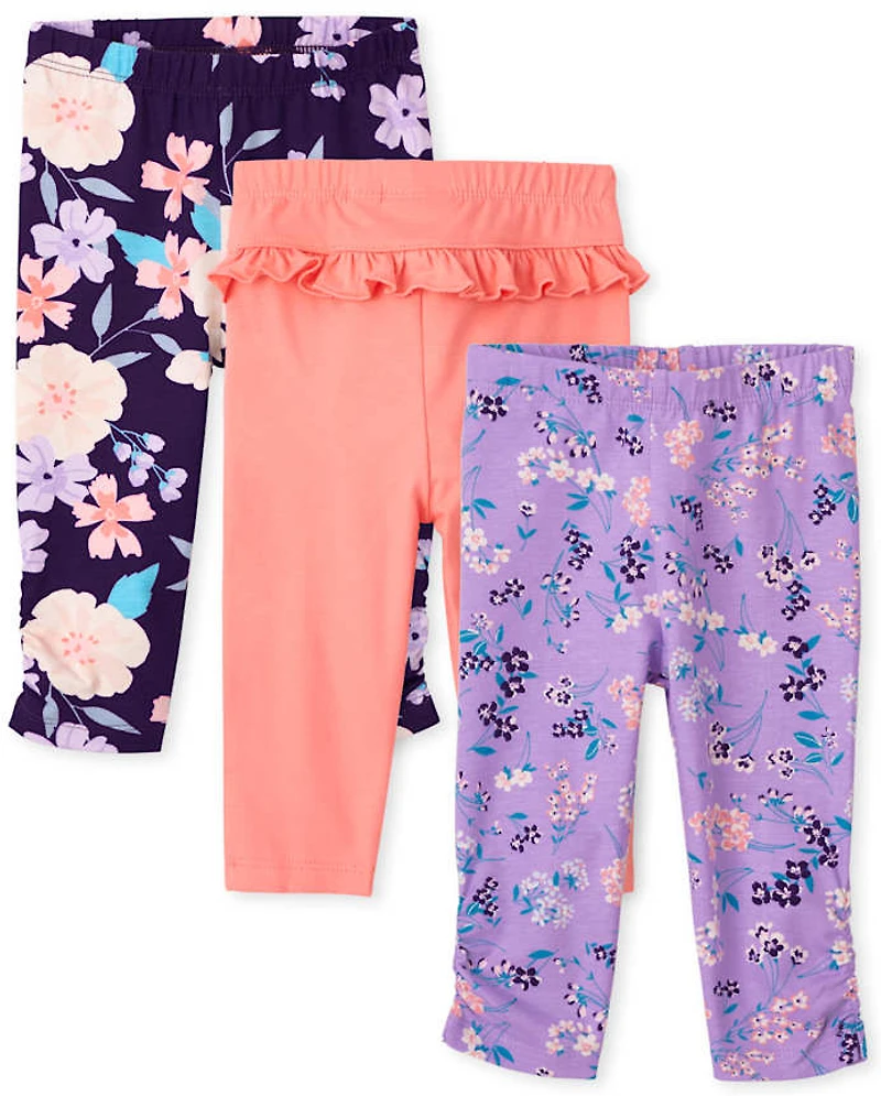 Baby Girls Floral Leggings 3-Pack