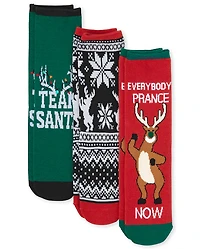 Boys Reindeer Crew Socks 3-Pack