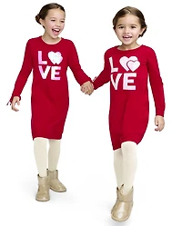 Baby And Toddler Girls Sequin Love Sweater Dress