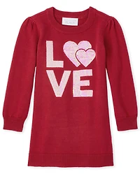 Baby And Toddler Girls Sequin Love Sweater Dress