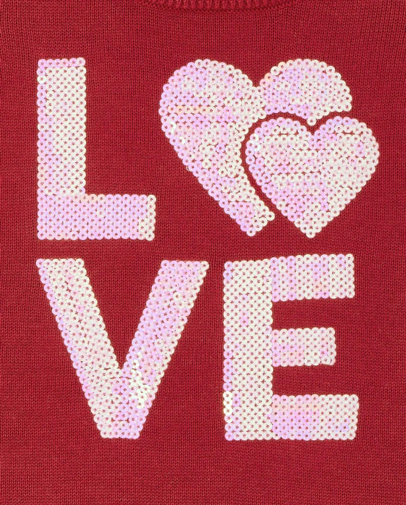 Baby And Toddler Girls Sequin Love Sweater Dress