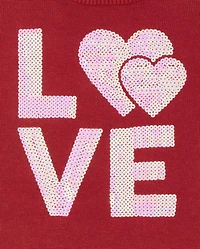 Baby And Toddler Girls Sequin Love Sweater Dress