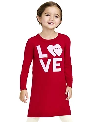 Baby And Toddler Girls Sequin Love Sweater Dress