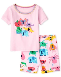 Baby And Toddler Girls Alphabet Snug Fit Cotton Pajamas