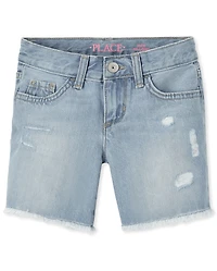 Girls Denim Midi Shorts