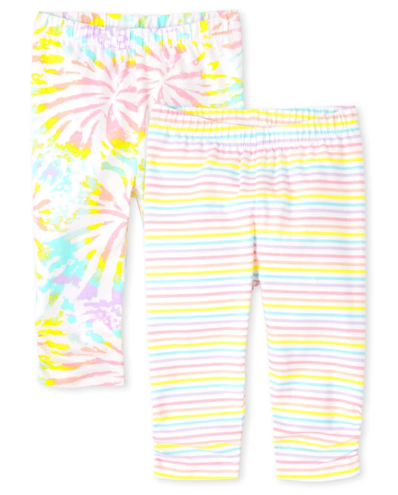 Baby Girls Rainbow Tie Dye Pants 2-Pack