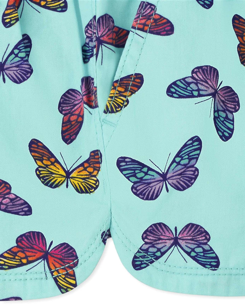 Girls Print Twill Pull On Shorts