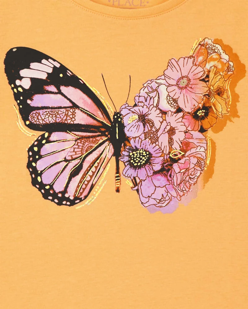 Girls Butterfly Floral Graphic Tee 3-Pack