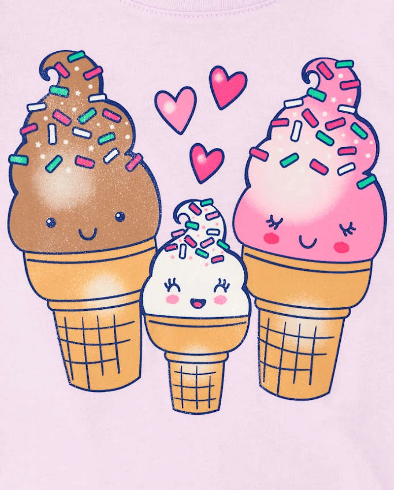 Baby And Toddler Girls Ice Cream Graphic Tee