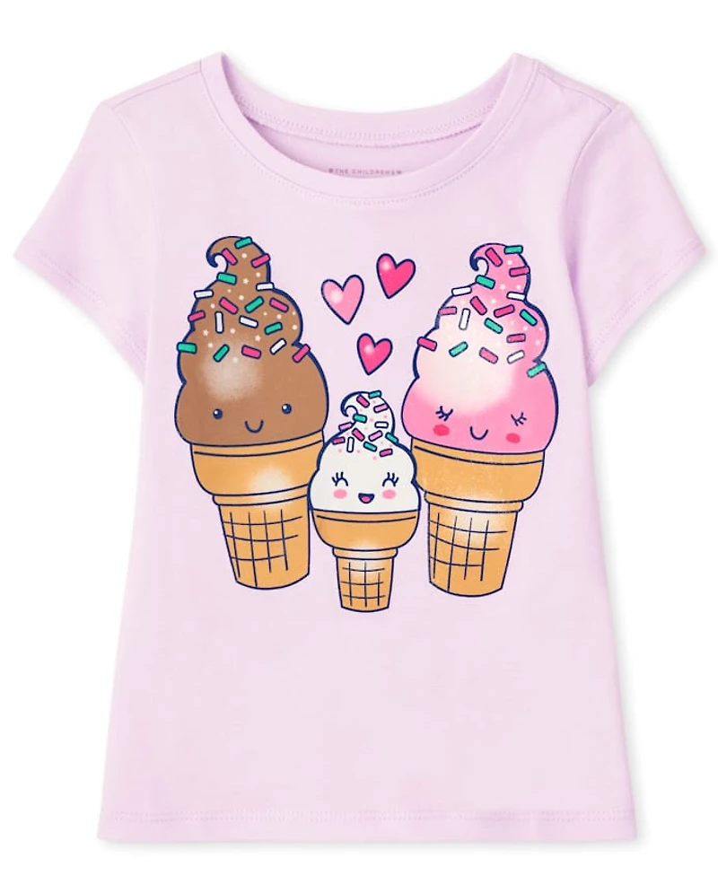 Baby And Toddler Girls Ice Cream Graphic Tee