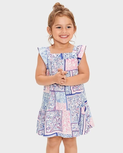 Baby And Toddler Girls Paisley Patchwork Ruffle Dress