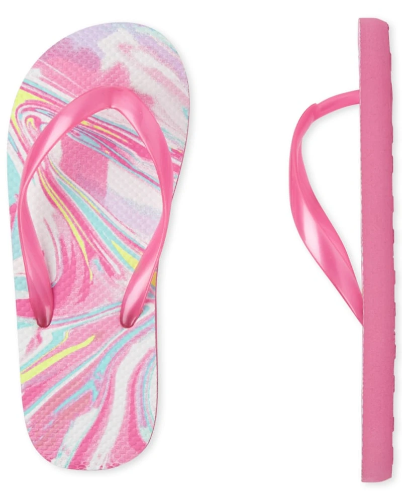 Girls Marble Flip Flops