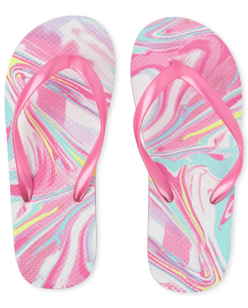 Girls Marble Flip Flops
