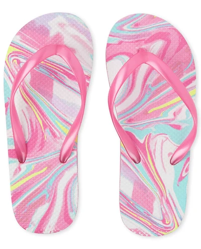 Girls Marble Flip Flops