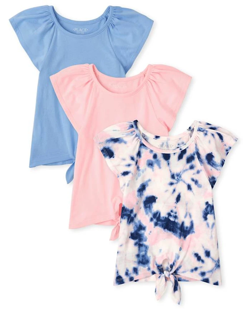 Girls Tie Dye Front Top 3-Pack