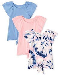 Girls Tie Dye Front Top 3-Pack