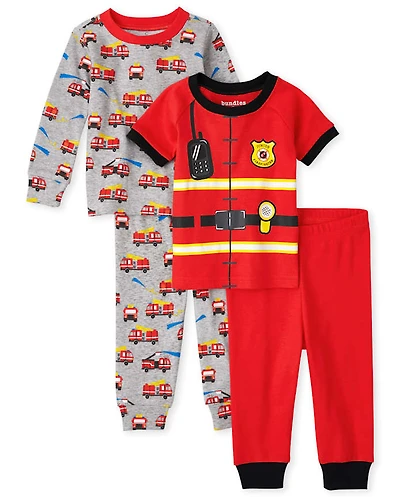 Baby And Toddler Firefighter Snug Fit Cotton Pajamas 2-Pack