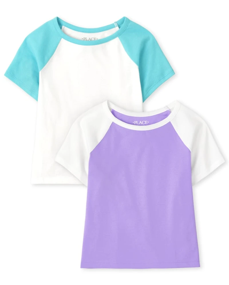 Girls Colorblock Raglan Top 2-Pack