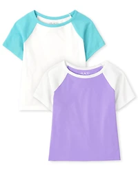 Girls Colorblock Raglan Top 2-Pack