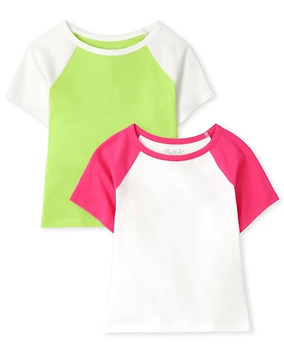 Girls Colorblock Raglan Top 2-Pack