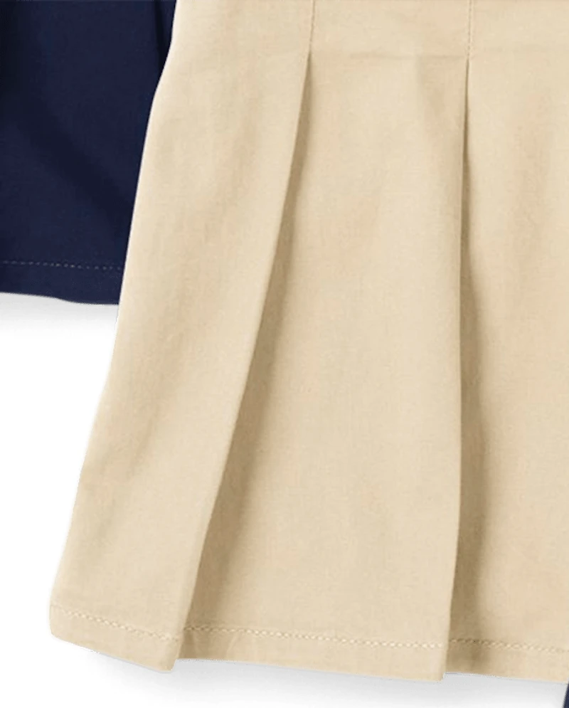Girls Uniform Stretch Pleated Button Skort 4-Pack