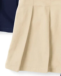 Girls Uniform Stretch Pleated Button Skort 4-Pack