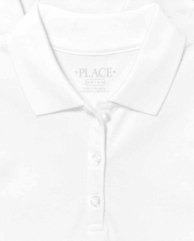 Polos à volants en piqué extensible doux pour filles, lot de 5 - Grande taille