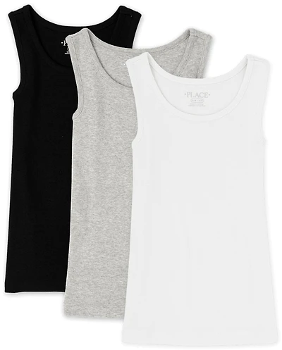 Girls Ribbed Tank Top 3-Pack - Plus