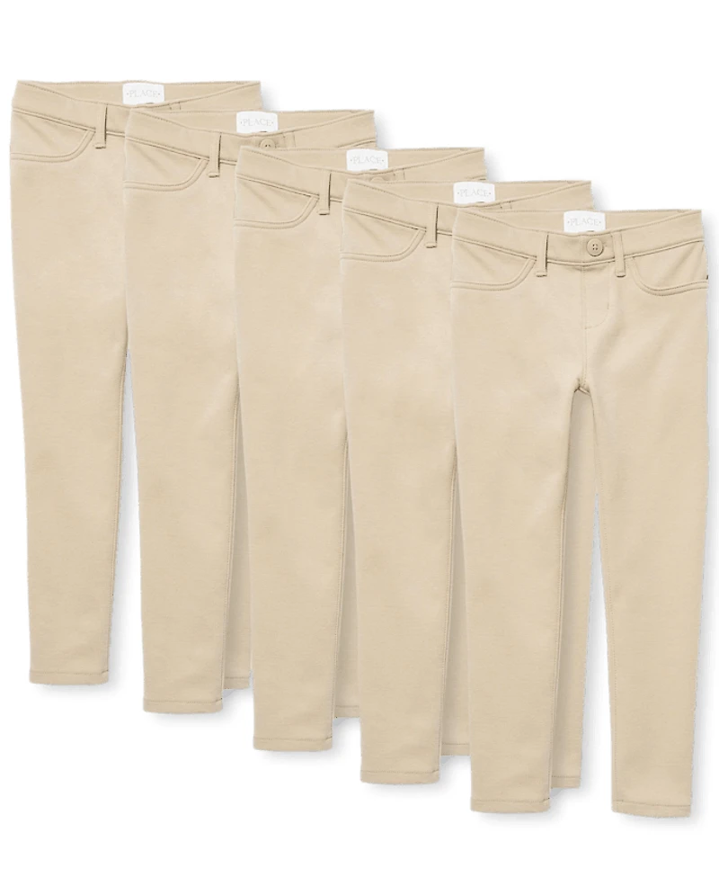 Girls Uniform Ponte Knit Pull On Jeggings 5-Pack