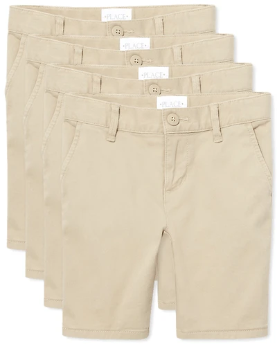 Girls Uniform Stretch Chino Shorts 4-Pack
