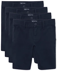 Girls Uniform Stretch Chino Shorts 4-Pack