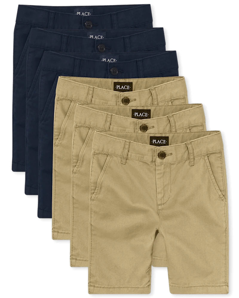 Boys Uniform Stretch Chino Shorts 6-Pack