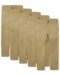 Boys Uniform Stretch Skinny Chino Pants 5-Pack