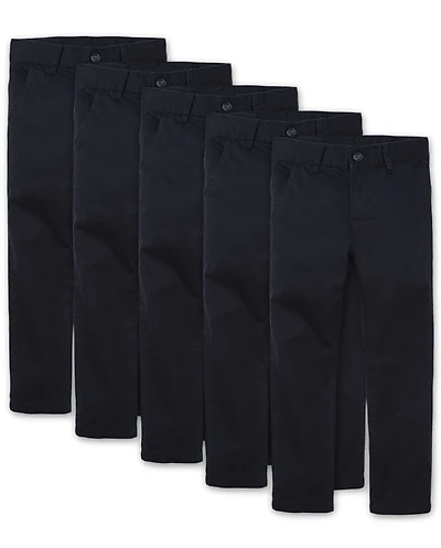Boys Uniform Stretch Skinny Chino Pants 5-Pack