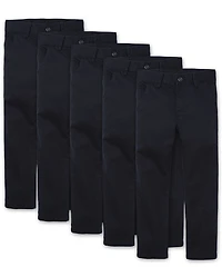 Boys Uniform Stretch Skinny Chino Pants 5-Pack