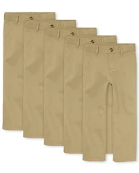 Boys Uniform Stretch Straight Chino Pants -Pack