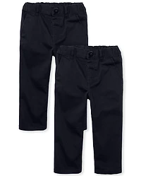 Baby And Toddler Boys Uniform Stretch Skinny Chino Pants -Pack