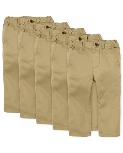 Baby And Toddler Boys Uniform Stretch Skinny Chino Pants 5-Pack