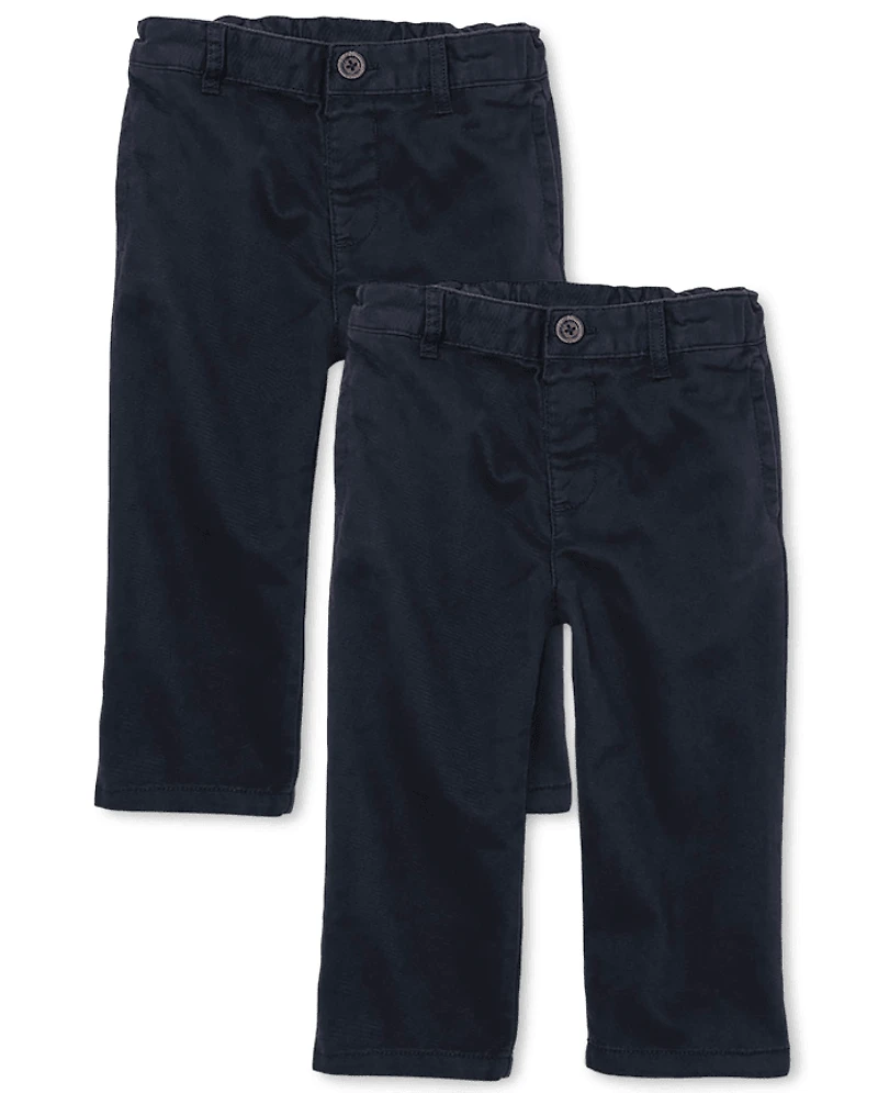 Baby And Toddler Boys Uniform Stretch Straight Chino Pants -Pack