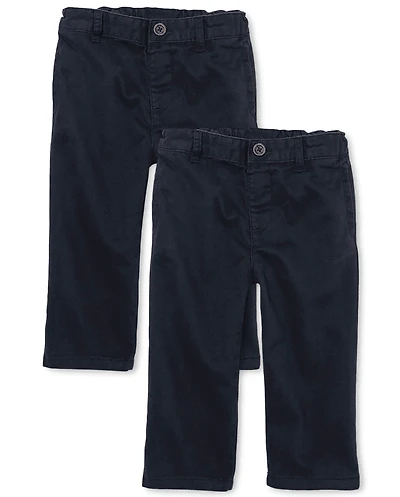 Baby And Toddler Boys Uniform Stretch Straight Chino Pants -Pack