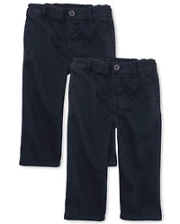 Baby And Toddler Boys Uniform Stretch Straight Chino Pants -Pack