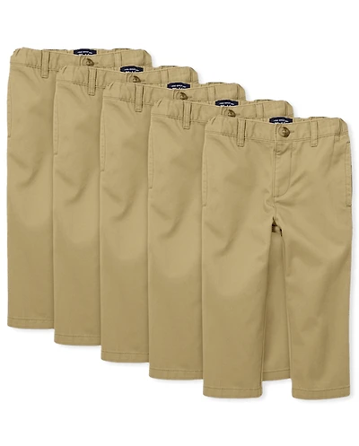 Baby And Toddler Boys Uniform Stretch Straight Chino Pants 5-Pack