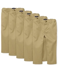 Baby And Toddler Boys Uniform Stretch Straight Chino Pants -Pack