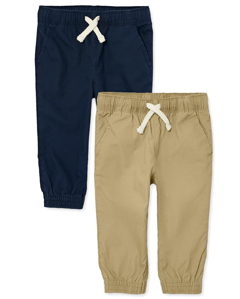 Baby And Toddler Boys Stretch Pull On Jogger Pants 2-Pack