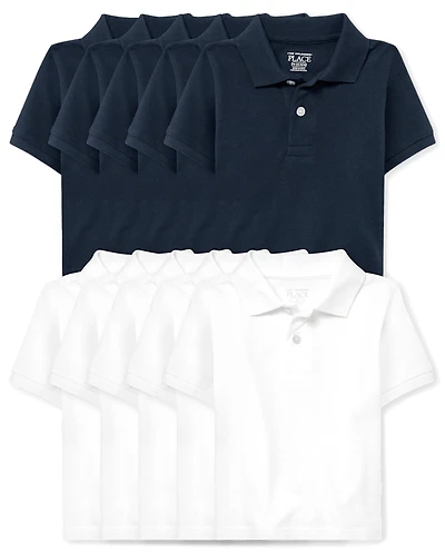 Baby And Toddler Uniform Soft Pique Polo 10-Pack