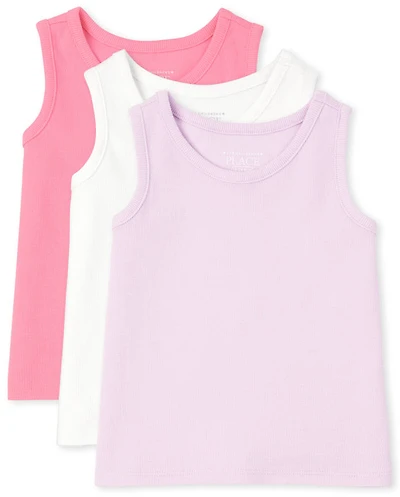Toddler Girls Ribbed Tank Top 3-Pack