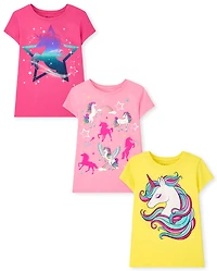 Girls Unicorn Graphic Tee 3-Pack
