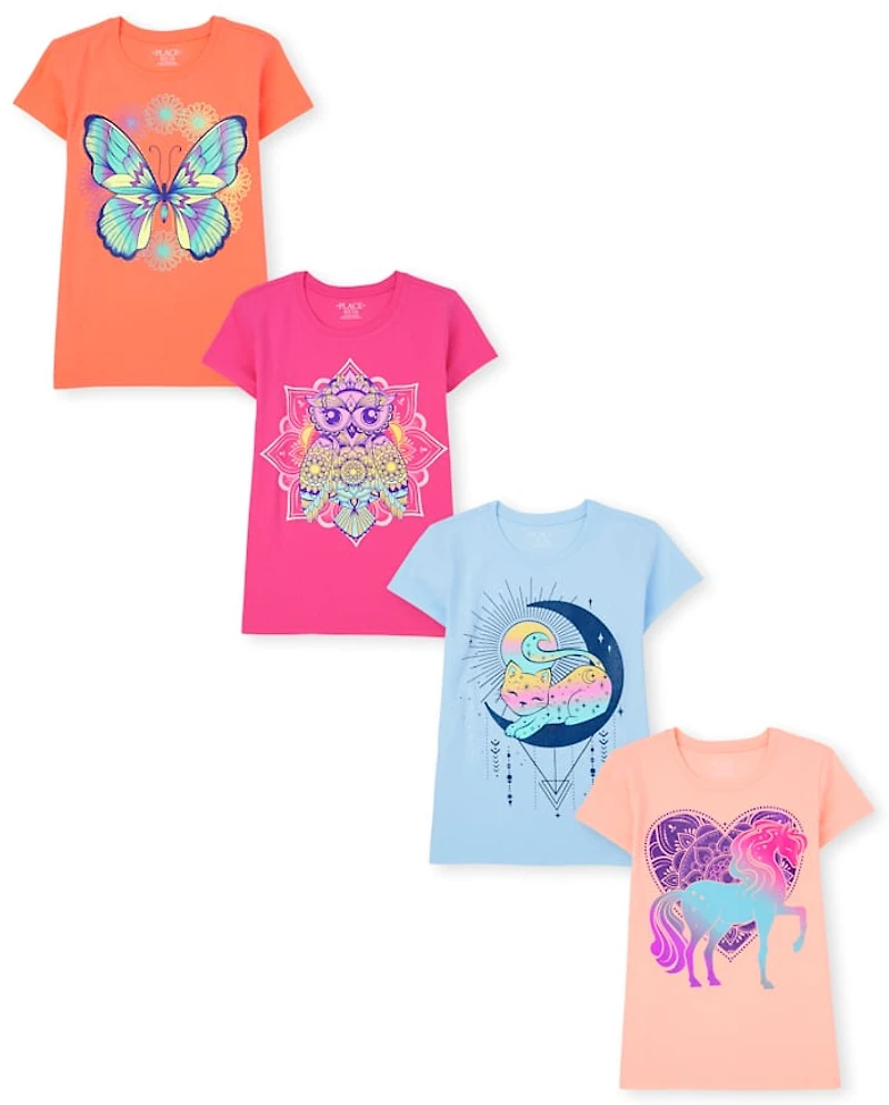 Girls Animal Graphic Tee 4-Pack